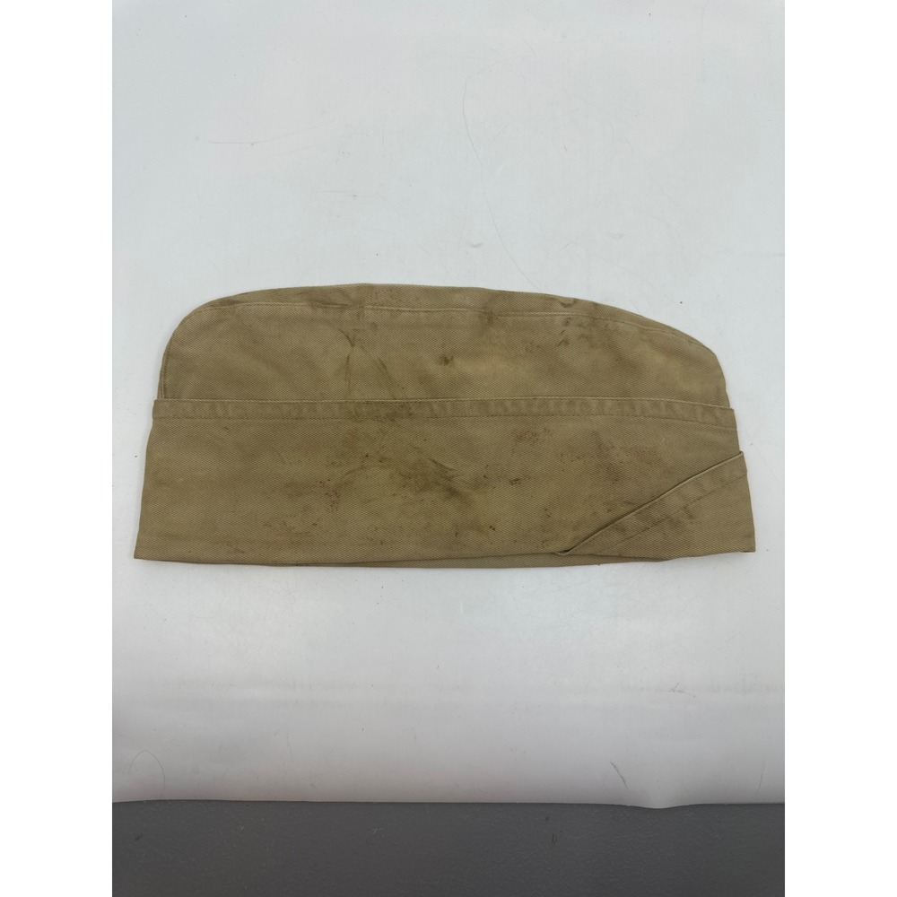 Vintage Military Garrison Cap‎ Khaki Cotton Field Hat DIRTY SEE PHOTOS